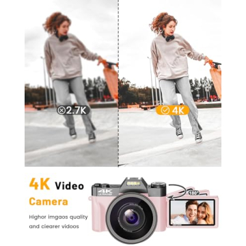 VJIANGER 4K Vlogging Camera for YouTube with Flip Screen