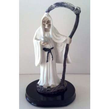 5" White Santa Muerte Grim Reaper Statue – Stunning Spiritual Decor