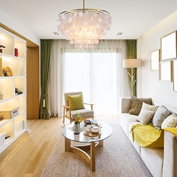 Elegant Wellmet Capiz Shell 6 Light Chandelier