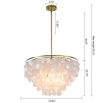 Elegant Wellmet Capiz Shell 6 Light Chandelier