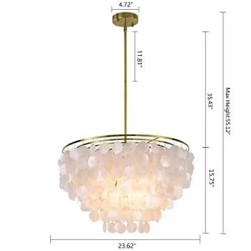 Elegant Wellmet Capiz Shell 6 Light Chandelier