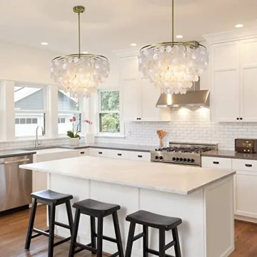 Elegant Wellmet Capiz Shell 6 Light Chandelier