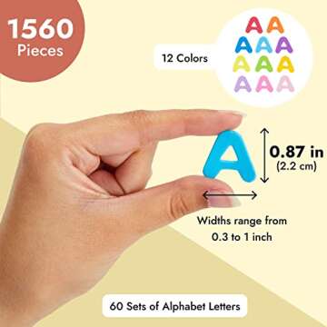 Bright Creations 1560-Pieces Foam Letter Stickers for Crafts, 60 Sets of Self-Adhesive A-Z Alphabet Letters (12 Colors, 0.87 in)