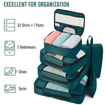 Veken 8 Set Packing Cubes for Suitcases, Travel Bag Organizers for Carry on Luggage, Suitcase Organizer Bags Set for Travel Essentials Travel Accessories in 4 Sizes(Extra Large, Large, Medium, Small)