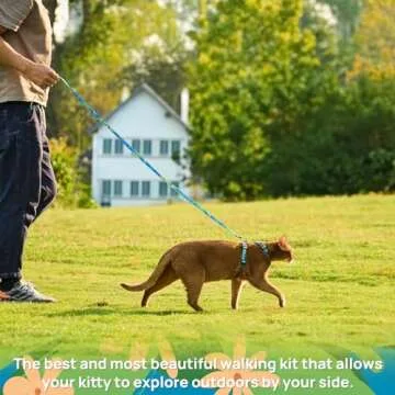 Cat Harness and Leash Set - Escape Proof Adjustable Cat Harness, Comfortable Soft Lightweight, Use S...