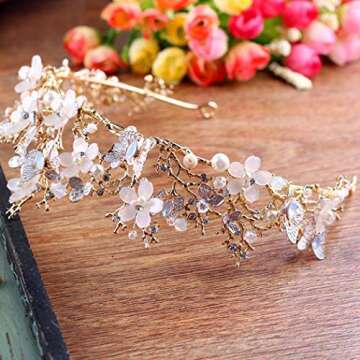 Jakawin Bridal Wedding Queen Crowns and Tiaras Flower Baroque Crown for Women C007