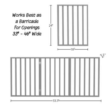 Pet Gate - 3-Panel Indoor Foldable Dog Fence for Stairs, Hallways, or Doorways - 54x24-Inch Retracta...