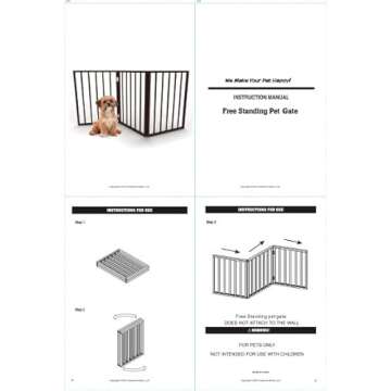 Pet Gate - 3-Panel Indoor Foldable Dog Fence for Stairs, Hallways, or Doorways - 54x24-Inch Retractable Wood Freestanding Dog Gates by PETMAKER (Gray)