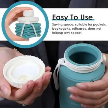 Popdigito 23oz Collapsible Silicone Water Bottle, BPA Free, Portable for Hiking, Travel, Camping, Yoga, Foldable, Leakproof, Lightweight, 690mL
