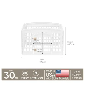 IRIS USA 24" Exercise Pet Playpen with Door for Small Pets