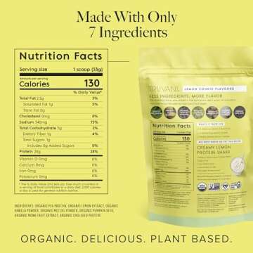 Truvani Vegan Pea Protein Powder | Lemon Cookie | 20g Organic Plant Based Protein | 20 Servings | Ke...