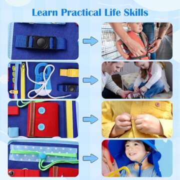 Busy Board, Montessori Toys for 1 2 3 4 Year Old Boy Birthday Gifts, Educational Sensory Toy for Learning Activities Fine Motor Skills, Road Trip Airplane Travel Toys for Toddlers Kids Age 1-3 2-4