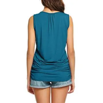 Ekouaer 3 Pack Nursint Tank Layers Maternity Comfy Tank Tops Sleeveless Breastfeeding Clothes Black+Grey+Peacock Blue M