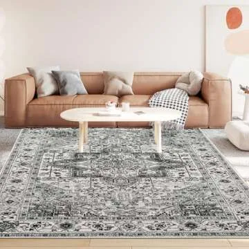 Vintage Washable Area Rug - Soft Non-Slip Design