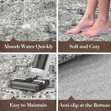 Vintage Washable Area Rug - Soft Non-Slip Design