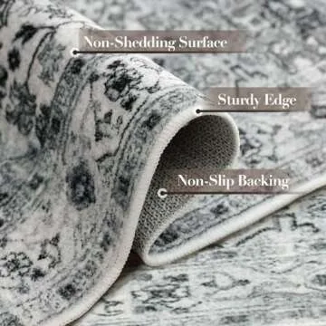 Vintage Washable Area Rug - Soft Non-Slip Design