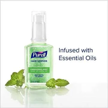 Purell Advanced Hand Sanitizer Gel Infused with Essential Oils, Energizing Mint, 2 fl oz Travel-Size Pump Bottle (Pack of 6) – 3907-04-EC