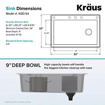 Kraus Forteza Black Granite Kitchen Sink - Stylish & Durable