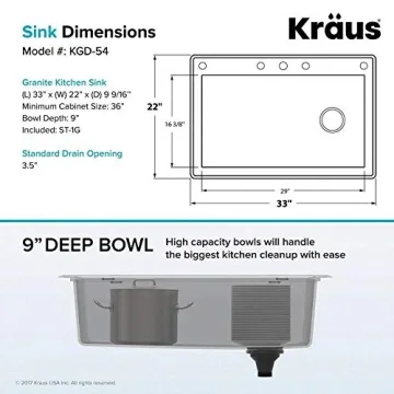 Kraus Forteza Black Granite Kitchen Sink - Stylish & Durable