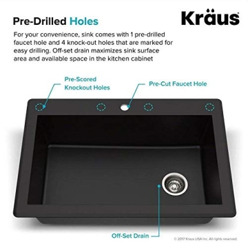 Kraus Forteza Black Granite Kitchen Sink - Stylish & Durable
