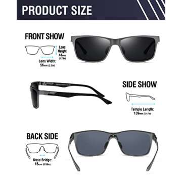 DUCO Square Polarized Sunglasses for Men LightWeight Carbon Fiber UV400 Protection Sun Glasses 8206