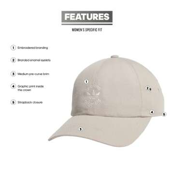 adidas Originals Women's Union Relaxed Fit Adjustable Strapback Cap, Wonder Beige/Wonder White, One ...