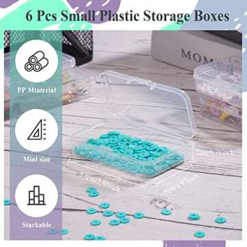 ISKYBOB 6 Packs of Small Clear Plastic Storage Boxes for Crafts