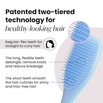 Tangle Teezer Ultimate Detangler Hairbrush for Wet & Dry Hair, Eliminates Knots & Reduces Breakage for All Hair Types, Denim Blues