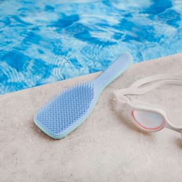 Tangle Teezer Ultimate Detangler Hairbrush for Wet & Dry Hair, Eliminates Knots & Reduces Breakage for All Hair Types, Denim Blues