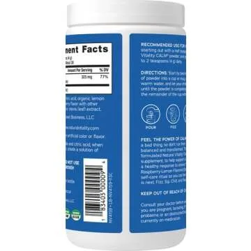 Natural Vitality Calm, Magnesium Citrate Supplement, Anti-Stress Drink Mix Powder, Gluten Free, Vegan, & Non-GMO, Raspberry Lemon, 4 oz