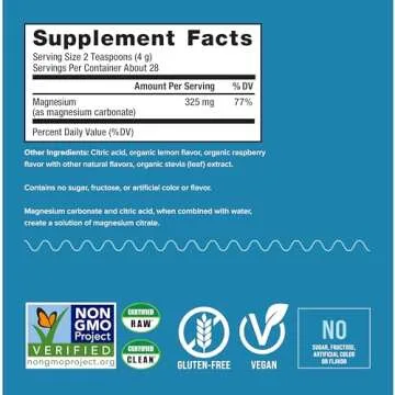 Natural Vitality Calm, Magnesium Citrate Supplement, Anti-Stress Drink Mix Powder, Gluten Free, Vegan, & Non-GMO, Raspberry Lemon, 4 oz
