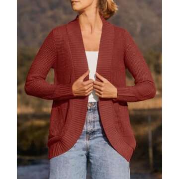 ZESICA Women's Fall Winter Long Sleeve Open Front Casual Lightweight Soft Knit Cardigan Sweater Oute...