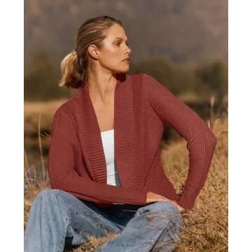ZESICA Women's Cozy Cocoon Cardigan for All Seasons - Rust
