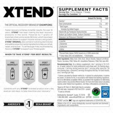 Xtend XTEND Original BCAA Powder 7g BCAA and 2.5g L-Glutamine, Sugar Free Post Workout Muscle Recove...