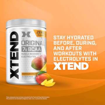 Xtend XTEND Original BCAA Powder 7g BCAA and 2.5g L-Glutamine, Sugar Free Post Workout Muscle Recovery Drink with Amino Acids for Men & Women, 30 Servings