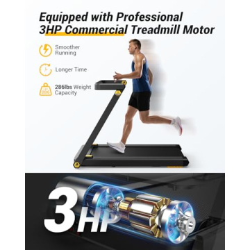 UREVO 3-in-1 Foldable Treadmill with Desk Feature