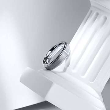 King Will BASIC 6mm Mens Titanium Wedding Ring Brushed Finished Wedding Band Comfort Fit Stepped Edge 8
