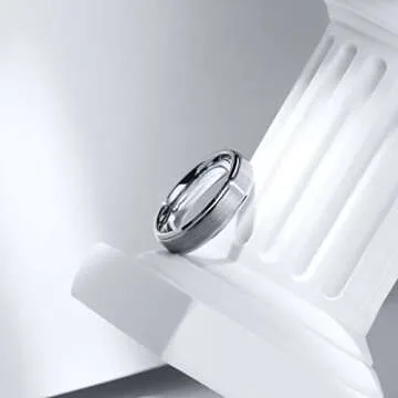 King Will BASIC 6mm Mens Titanium Wedding Ring Brushed Finished Wedding Band Comfort Fit Stepped Edge 8
