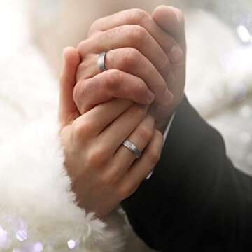 King Will BASIC 6mm Mens Titanium Wedding Ring Brushed Finished Wedding Band Comfort Fit Stepped Edge 8