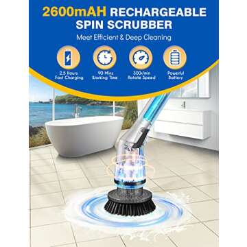 Rechargeable Cordless Spin Scrubber for Effortless Cleaning