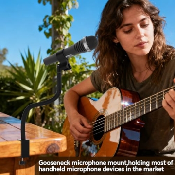 Microphone Stand with 50 cm Flexible Gooseneck Arm for Secure Mounting