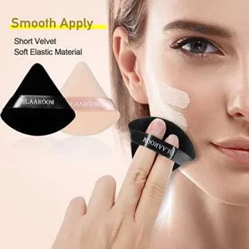BLAAROOM 6 Pieces Powder Puff Face Makeup Velour Soft Triangle Powder Puffs - for Loose Powder Mineral Powder Body Powder Wet Dry Cosmetic Foundation Sponge Makeup Tool - Black & Nude
