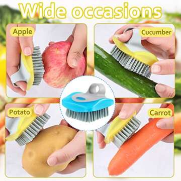 3 Pieces Vegetable Brush Potato Scrubber Vegetable Scrubber for Food Flexible Bristles Kitchen Brush for Fruits, Potatoes, Carrots Kitchen Gadgets Set in Random Color