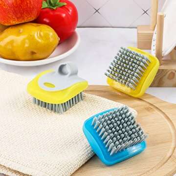 3 Pieces Vegetable Brush Potato Scrubber Vegetable Scrubber for Food Flexible Bristles Kitchen Brush for Fruits, Potatoes, Carrots Kitchen Gadgets Set in Random Color