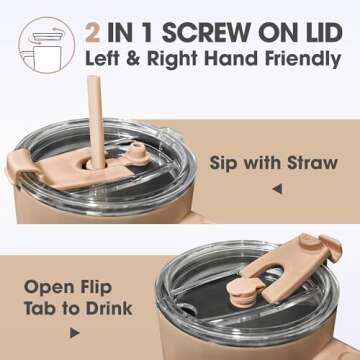 osse 40oz Tumbler with Handle and Straw Lid | Double Wall Vacuum Reusable Stainless Steel Insulated Water Bottle Travel Mug Cup | Modern Insulated Tumblers Cupholder Friendly (Mocha 2)