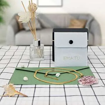 EMATU 18k Real Gold Plated Flat Snake Chain Herringbone Choker Necklace for Women (5MM 18")