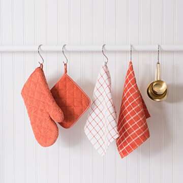 DII Basic Terry Collection 100% Cotton Quilted, Oven Mitt, Spice, 2 Piece