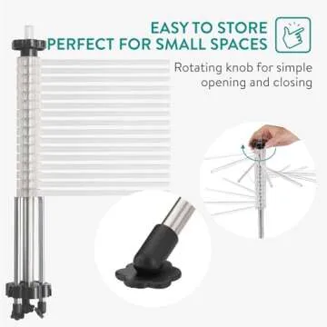 Navaris Collapsible Pasta Drying Rack - Tall Compact Spaghetti Noodle Stand with 16 Plastic Rods - Fresh Pasta Making Accessories - up to 2 kg (4.5 lbs) - Clear