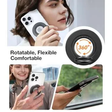 TORRAS 2025 Newest Thin Fit for MagSafe Phone Grip Ring Holder [Dual-Ring] Compatible with Popsocket MagSafe Kickstand Magnetic for iPhone 16/15/14/13/12/11 Samsung, Google Accessories, Black