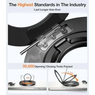 TORRAS 2025 Newest Thin Fit for MagSafe Phone Grip Ring Holder [Dual-Ring] Compatible with Popsocket MagSafe Kickstand Magnetic for iPhone 16/15/14/13/12/11 Samsung, Google Accessories, Black